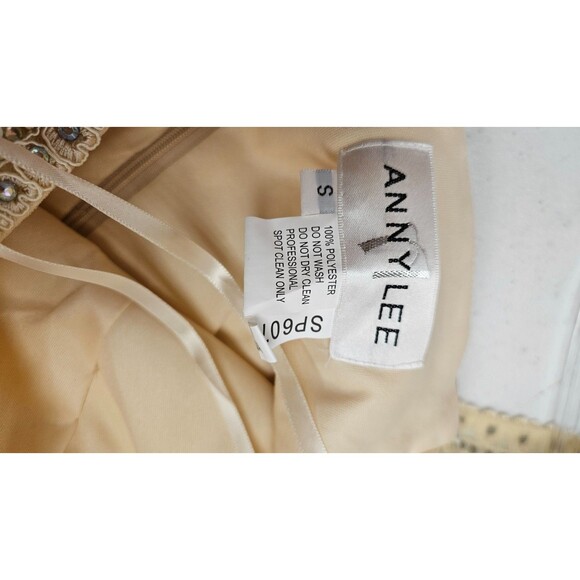NWT Anny Lee Tan Sleeveless V Neck A Line Embroidered Zip Women's Dress Size S - Picture 12 of 14